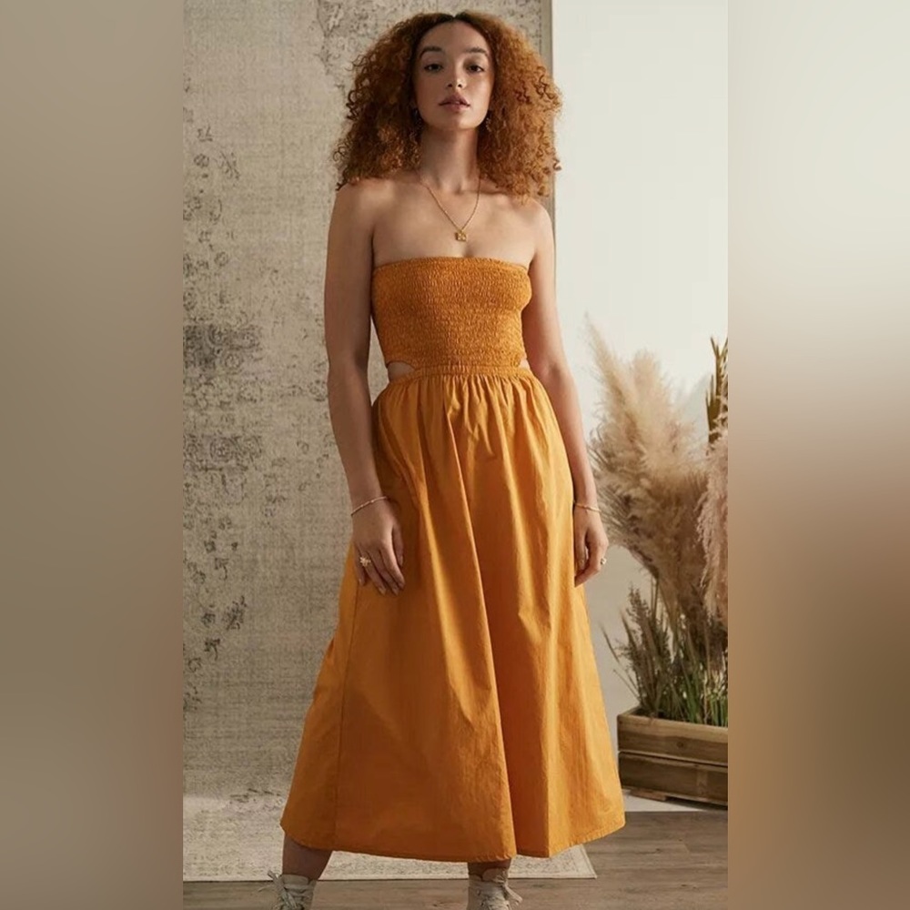 NWT Faithful The Brand x farfetch Orange Deva Midi Dress Sz 4/S (D020)